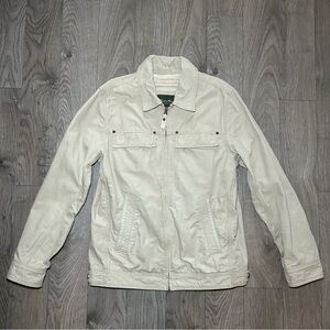 Eddie Bauer Khaki Beige Tan Zip Up Chore Coat Field Jacket Size S 100% Cotton